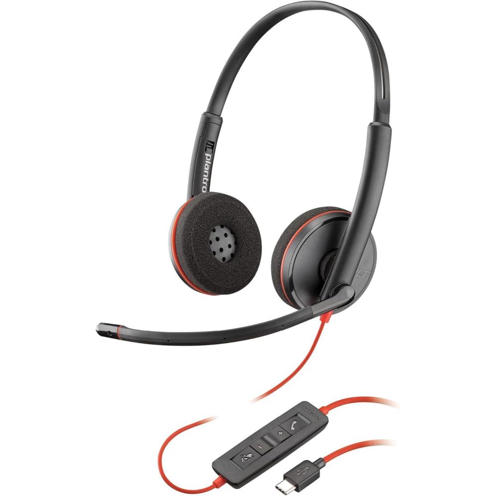 imagePlantronics  Blackwire 3220  Wired DualEar Stereo Headset with Boom Mic  USBA to connect to your PC andor MacOne size