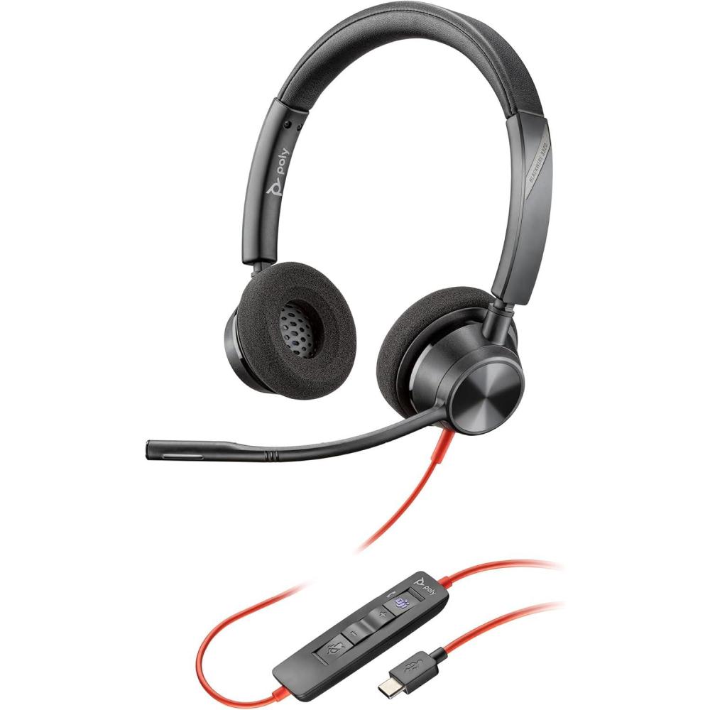 imagePlantronics  Blackwire 3320 USBA  Wired DualEar Stereo Headset with Boom Mic  USBA to Connect to Your PC Mac or Cell Phone  Works with Teams Zoom ampamp MoreTeams Certified