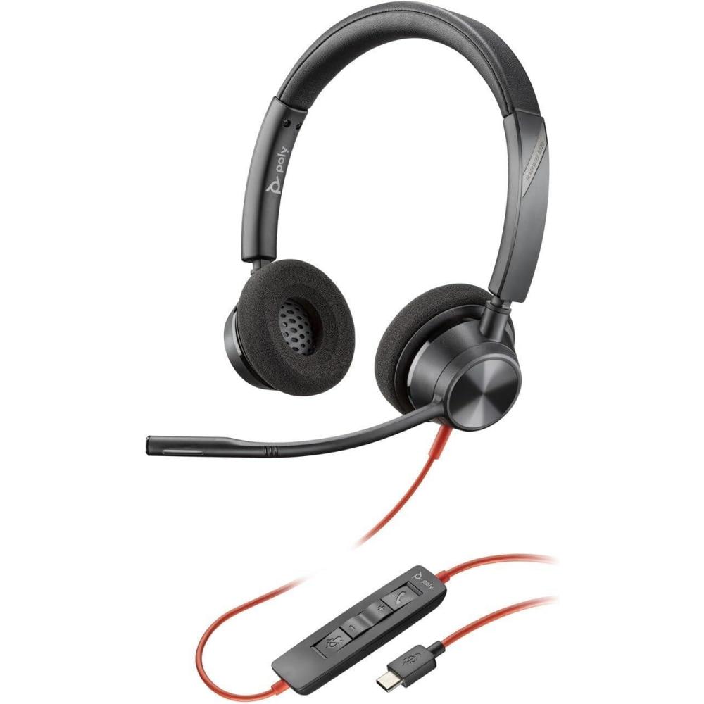 imagePlantronics  Blackwire 3320 USBA  Wired DualEar Stereo Headset with Boom Mic  USBA to Connect to Your PC Mac or Cell Phone  Works with Teams Zoom ampamp MoreStandard
