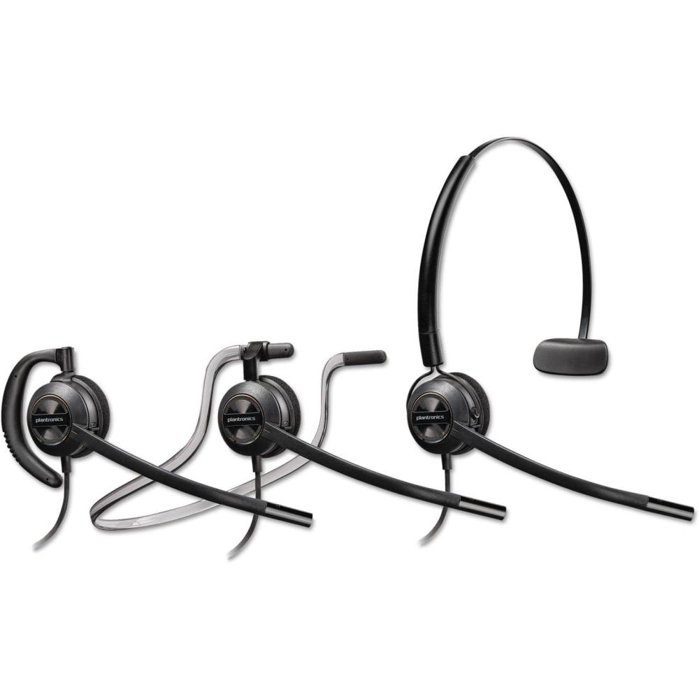 imagePlantronics  EncorePro HW540 Convertible Headet  Wired Convertible 3 wearing styles Headset with Boom Mic  Connect to your PC andor Deskphone One Size BlackHeadset