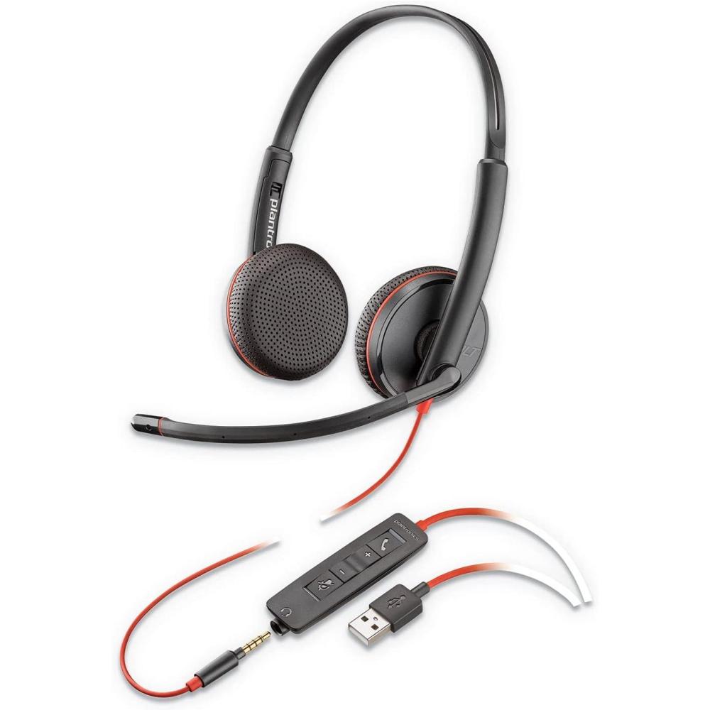 imagePoly Blackwire 3225 Wired Headset Plantronics  NoiseCanceling Mic  Stereo Design  Connect to PCMacMobile via USBC USBA or 35mm  Works wTeams Zoom  Amazon Exclusive1 Count Pack of 1