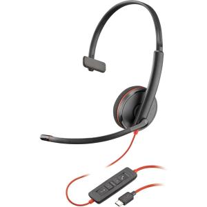 Poly Blackwire 3210 Wired Headset (Plantronics) – Noise-Canceling Mic – Single-Ear Design – Connect to PC/Mac via USB-C or USB-A – Works w/Teams, Zoom – Amazon Exclusive(2023 Version – Bulk Packaging)