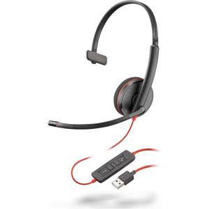 Poly Blackwire 3210 Wired Headset (Plantronics) – Noise-Canceling Mic – Single-Ear Design – Connect to PC/Mac via USB-C or USB-A – Works w/Teams, Zoom – Amazon Exclusive(2018 Version (USB-A Only))