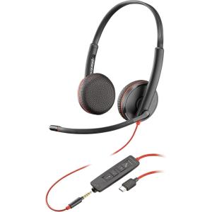 Poly Blackwire 3225 Wired Headset (Plantronics) – Noise-Canceling Mic – Stereo Design – Connect to PC/Mac/Mobile via USB-C, USB-A, or 3.5mm – Works w/Teams, Zoom – Amazon Exclusive(One Size)