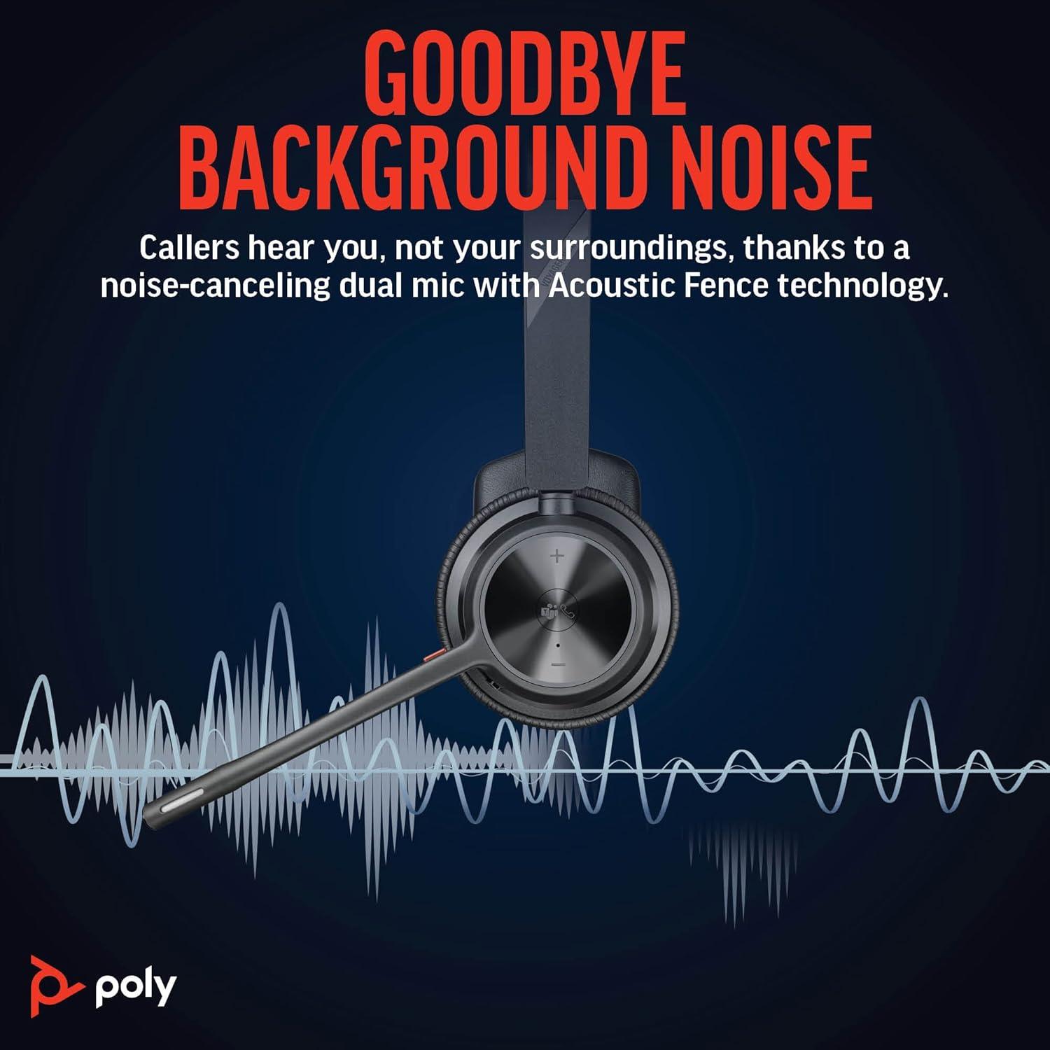 imagePoly Voyager 4310 UC Wireless Bluetooth Headset Plantronics SingleEar wNoiseCanceling Boom Mic Connect to PCMacMobile Works wTeams Zoom ampamp More Amazon ExclusiveBlack2023 Version USBC USBA