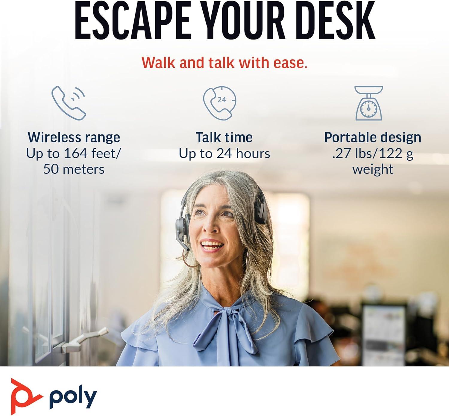 imagePoly Voyager 4310 UC Wireless Bluetooth Headset Plantronics SingleEar wNoiseCanceling Boom Mic Connect to PCMacMobile Works wTeams Zoom ampamp More Amazon ExclusiveBlack2023 Version USBC USBA
