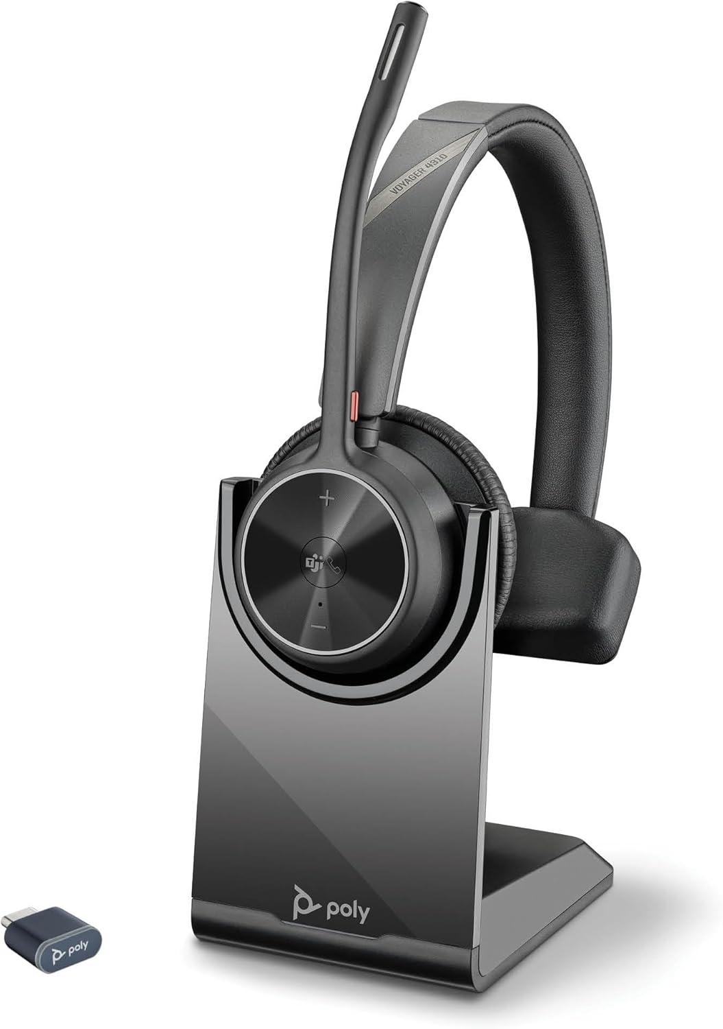 imagePoly Voyager 4310 UC Wireless Bluetooth Headset Plantronics SingleEar wNoiseCanceling Boom Mic Connect to PCMacMobile Works wTeams Zoom ampamp More Amazon ExclusiveBlack2023 Version USBC USBA