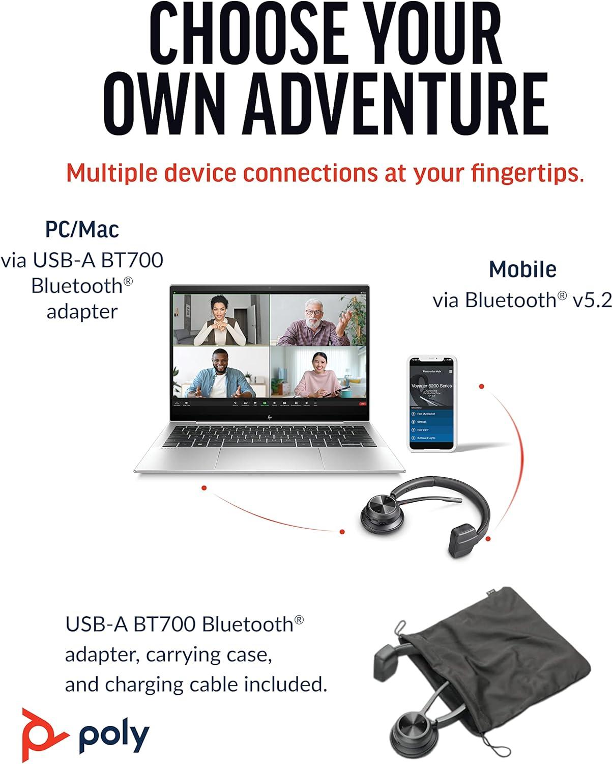 imagePoly Voyager 4310 UC Wireless Bluetooth Headset Plantronics SingleEar wNoiseCanceling Boom Mic Connect to PCMacMobile Works wTeams Zoom ampamp More Amazon ExclusiveBlack2021 Version USBA Only