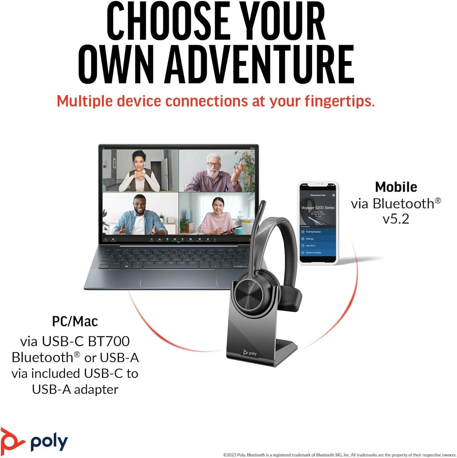 imagePoly Voyager 4310 UC Wireless Bluetooth Headset Plantronics SingleEar wNoiseCanceling Boom Mic Connect to PCMacMobile Works wTeams Zoom ampamp More Amazon ExclusiveBlack2023 Version USBC USBA