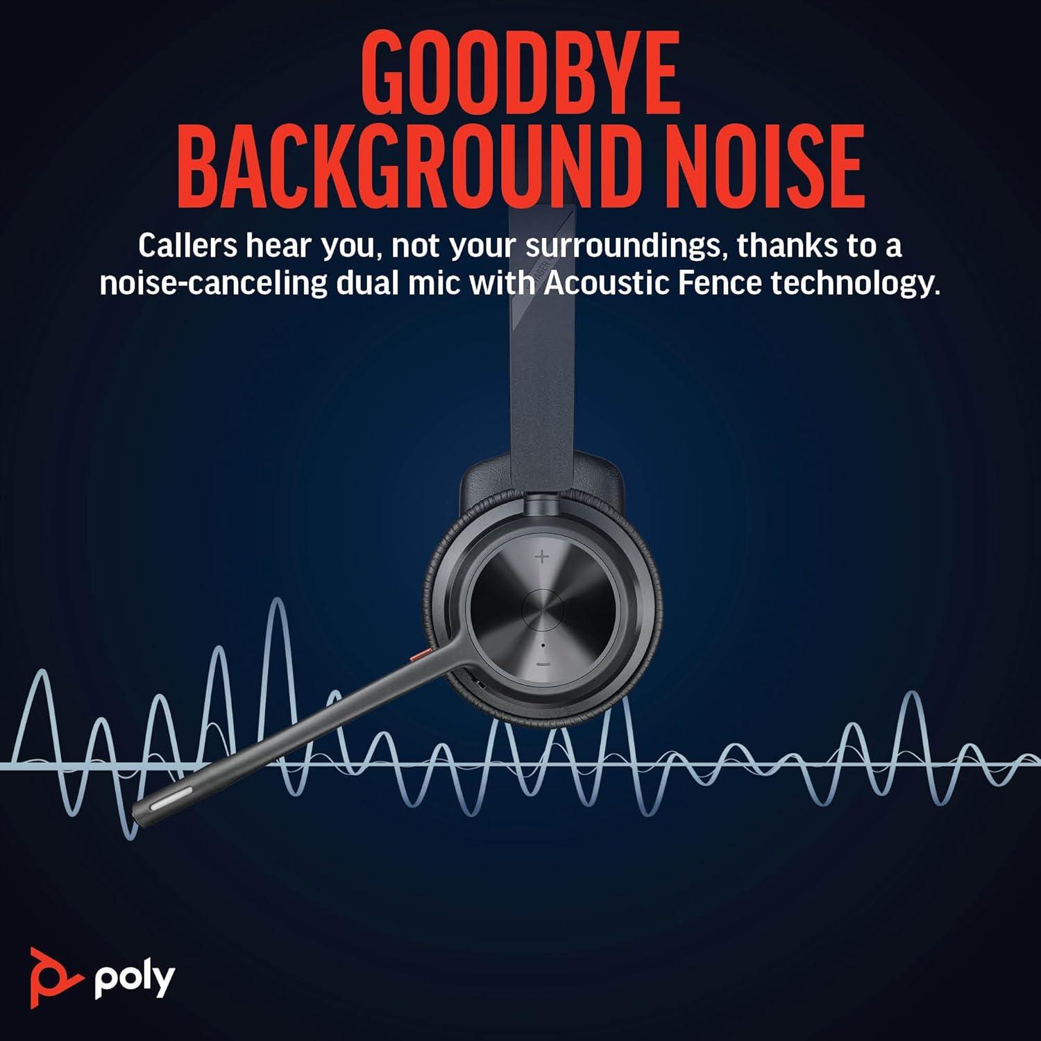 imagePoly Voyager 4310 UC Wireless Bluetooth Headset Plantronics SingleEar wNoiseCanceling Boom Mic Connect to PCMacMobile Works wTeams Zoom ampamp More Amazon ExclusiveBlack2023 Version USBC USBA