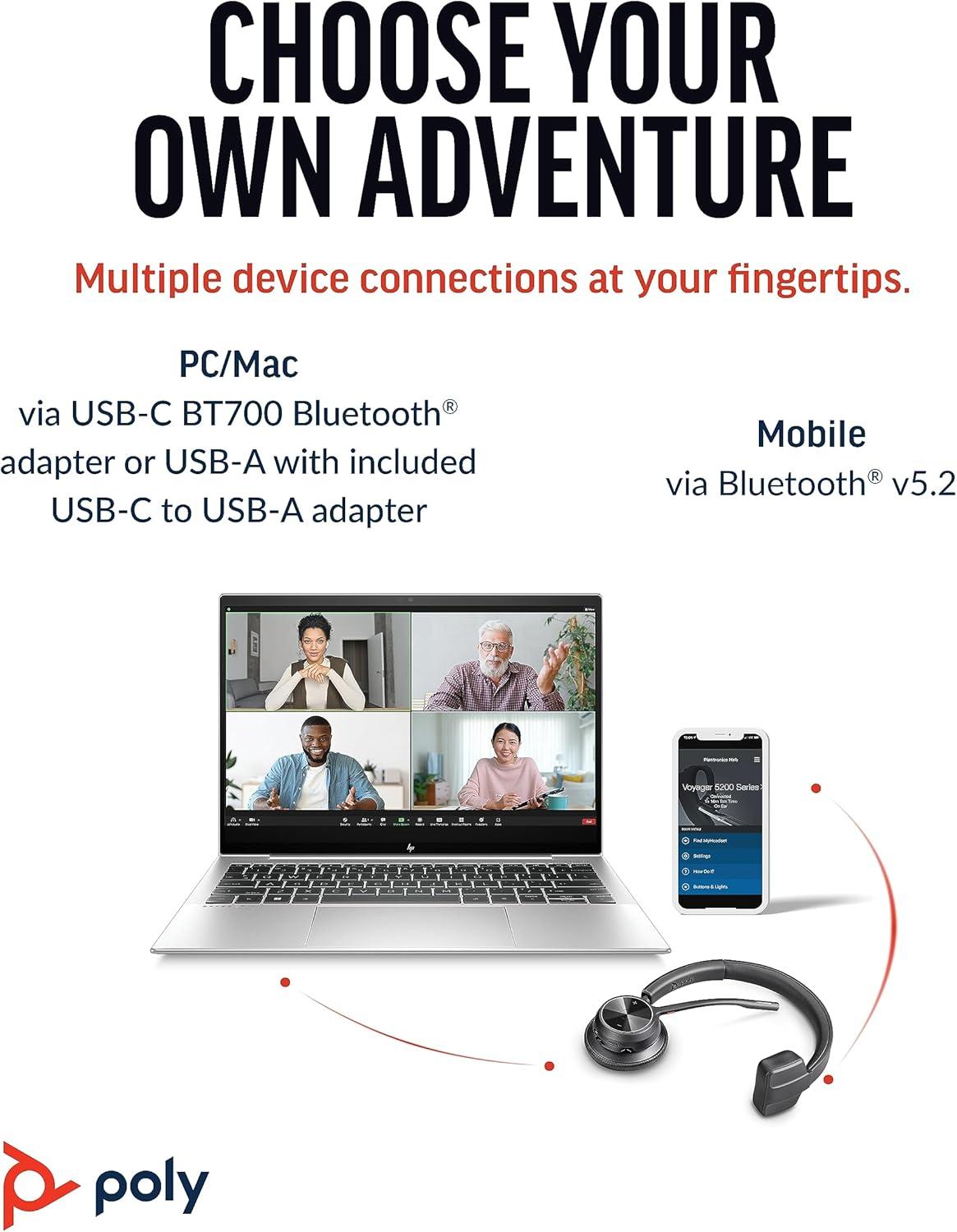 imagePoly Voyager 4310 UC Wireless Bluetooth Headset Plantronics SingleEar wNoiseCanceling Boom Mic Connect to PCMacMobile Works wTeams Zoom ampamp More Amazon ExclusiveBlack2023 Version USBC USBA
