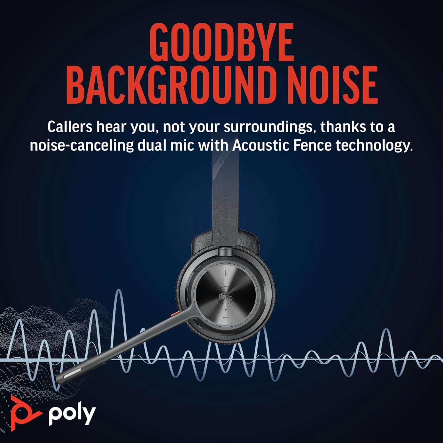 imagePoly Voyager 4310 UC Wireless Bluetooth Headset Plantronics SingleEar wNoiseCanceling Boom Mic Connect to PCMacMobile Works wTeams Zoom ampamp More Amazon ExclusiveBlack2023 Version USBC USBA