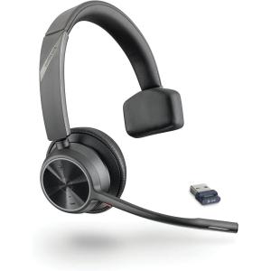 Poly Voyager 4310 UC Wireless Bluetooth Headset (Plantronics) – Single-Ear w/Noise-Canceling Boom Mic – Connect to PC/Mac/Mobile – Works w/Teams, Zoom & More – Amazon Exclusive,Black(2021 Version (USB-A Only))