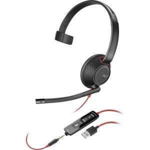 Poly Blackwire 5210 Wired Headset (Plantronics) Flexible Noise-Canceling Boom Mic Single-Ear Design – PC/Mac, Mobile via USB-C, USB-A, 3.5mm – Works w/Teams, Zoom – Amazon Exclusive (9P7X5AA)(One Size)