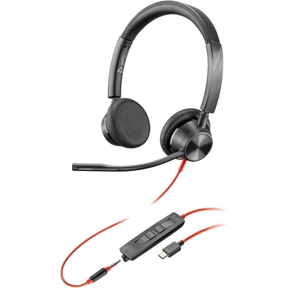 imagePoly Blackwire 3325 Wired Headset Plantronics Flexible Microphone Boom Hifi Stereo Connect to PCMacMobile via USBC USBA or 35 mm Works with Teams Zoom Amazon ExclusiveOne Size