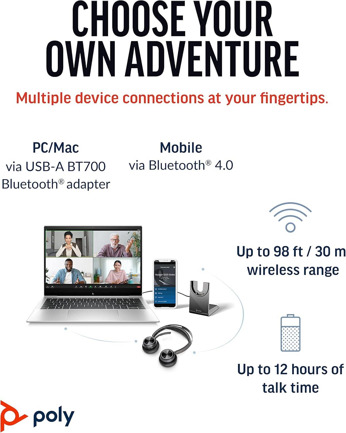image:imagePoly Voyager Focus UC Wireless Headset for Computer wCharge Stand Plantronics Active Noise Canceling ANC Connect PCMacMobile via Bluetooth Works wMicrosoft Teams Zoom Amazon Exclusive2021 Version USBA Only