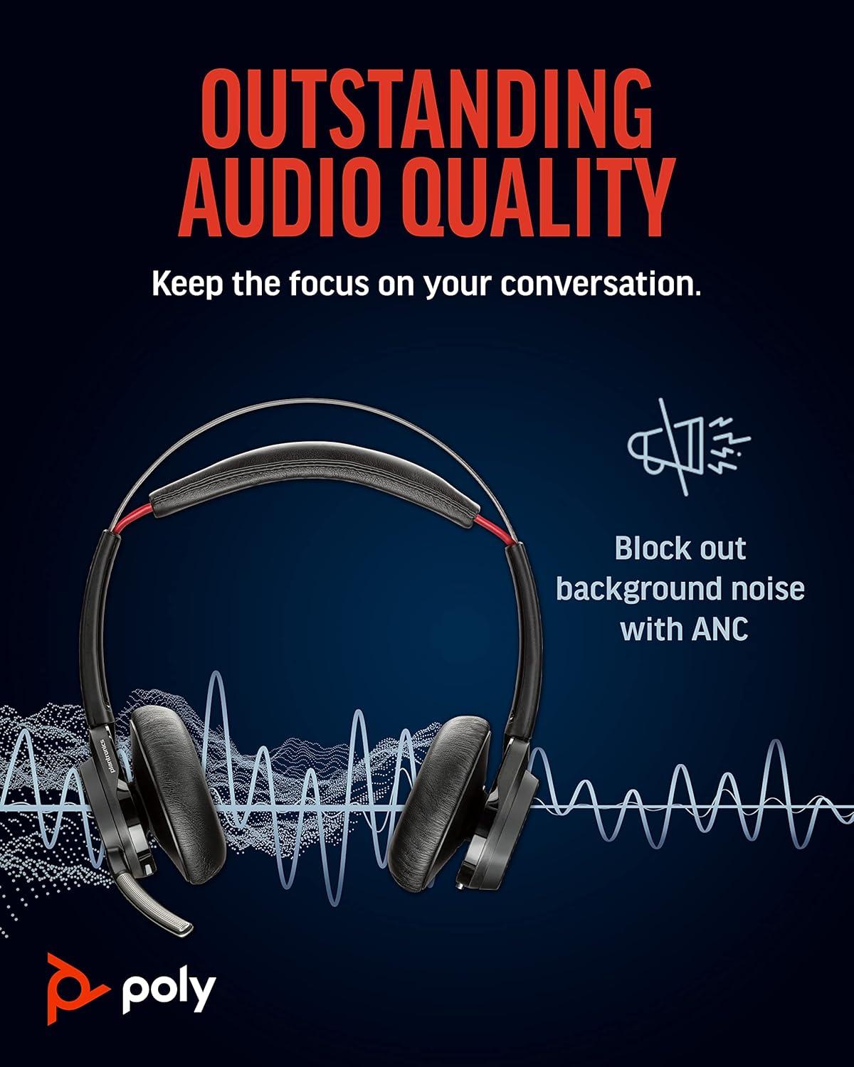 image:imagePoly Voyager Focus UC Wireless Headset for Computer wCharge Stand Plantronics Active Noise Canceling ANC Connect PCMacMobile via Bluetooth Works wMicrosoft Teams Zoom Amazon Exclusive2021 Version USBA Only