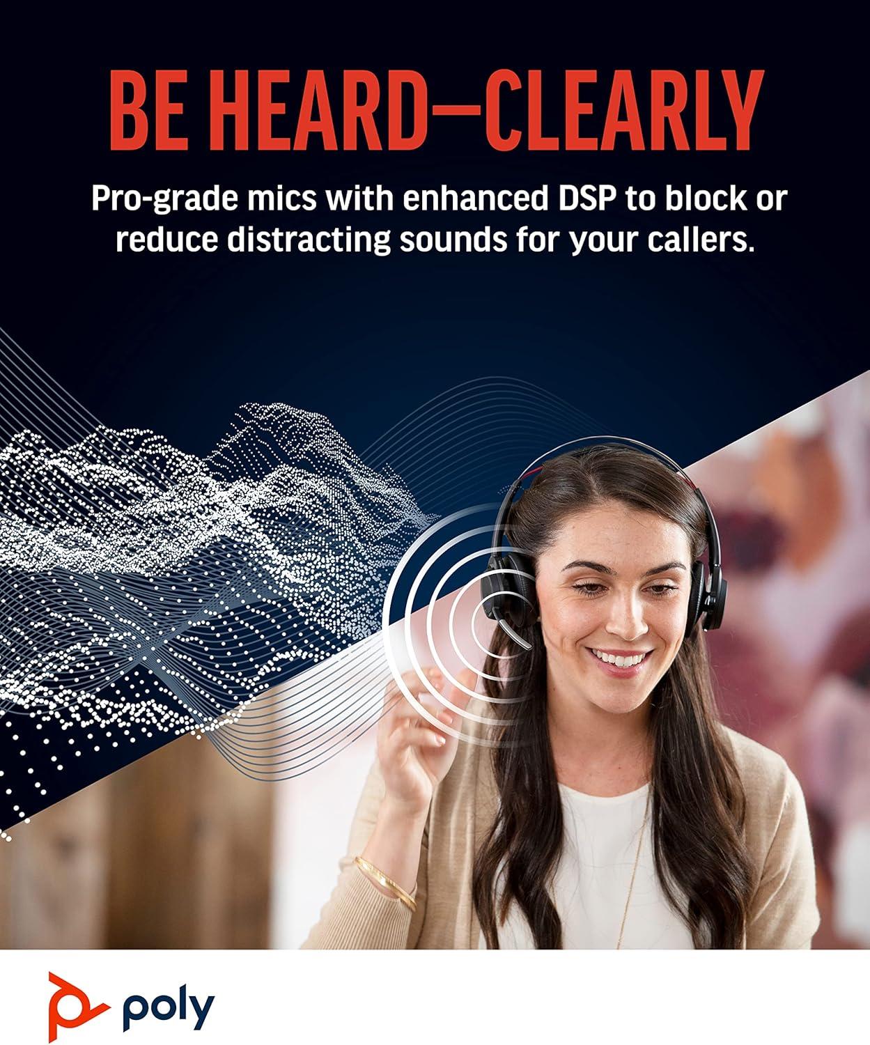 image:imagePoly Voyager Focus UC Wireless Headset for Computer wCharge Stand Plantronics Active Noise Canceling ANC Connect PCMacMobile via Bluetooth Works wMicrosoft Teams Zoom Amazon Exclusive2021 Version USBA Only