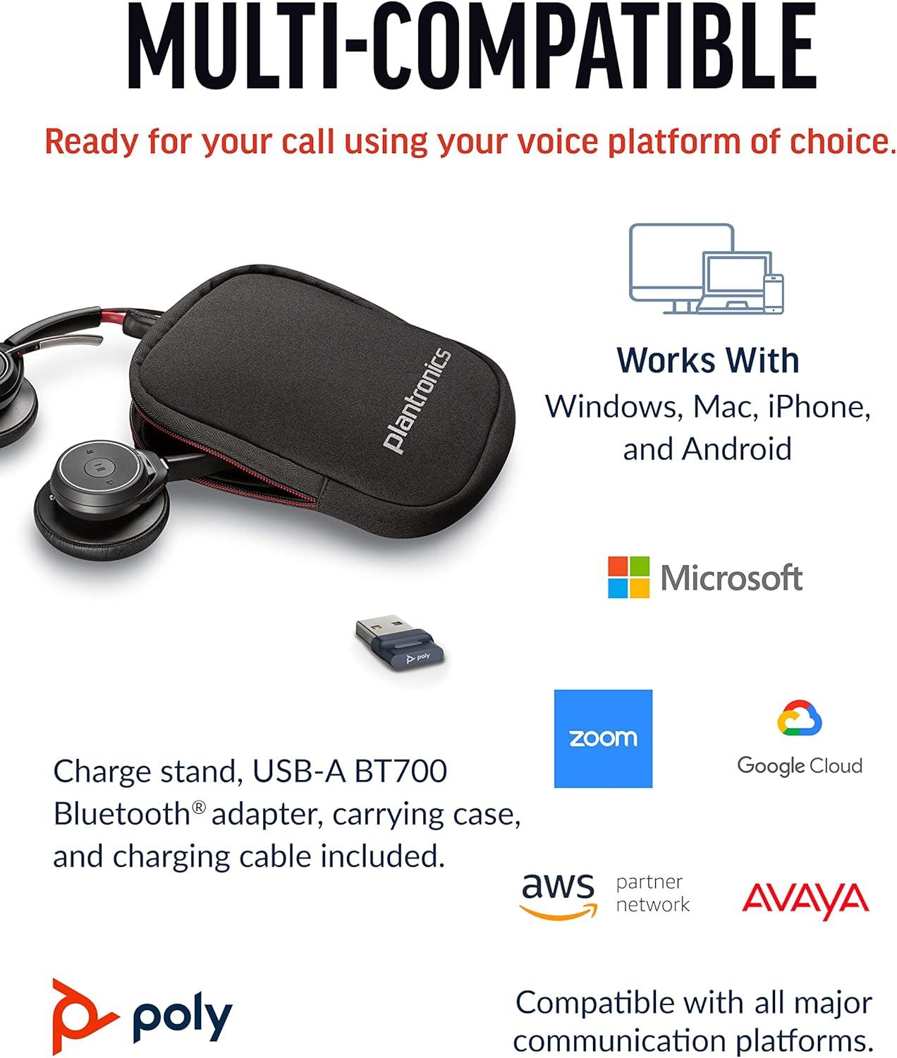 image:imagePoly Voyager Focus UC Wireless Headset for Computer wCharge Stand Plantronics Active Noise Canceling ANC Connect PCMacMobile via Bluetooth Works wMicrosoft Teams Zoom Amazon Exclusive2021 Version USBA Only