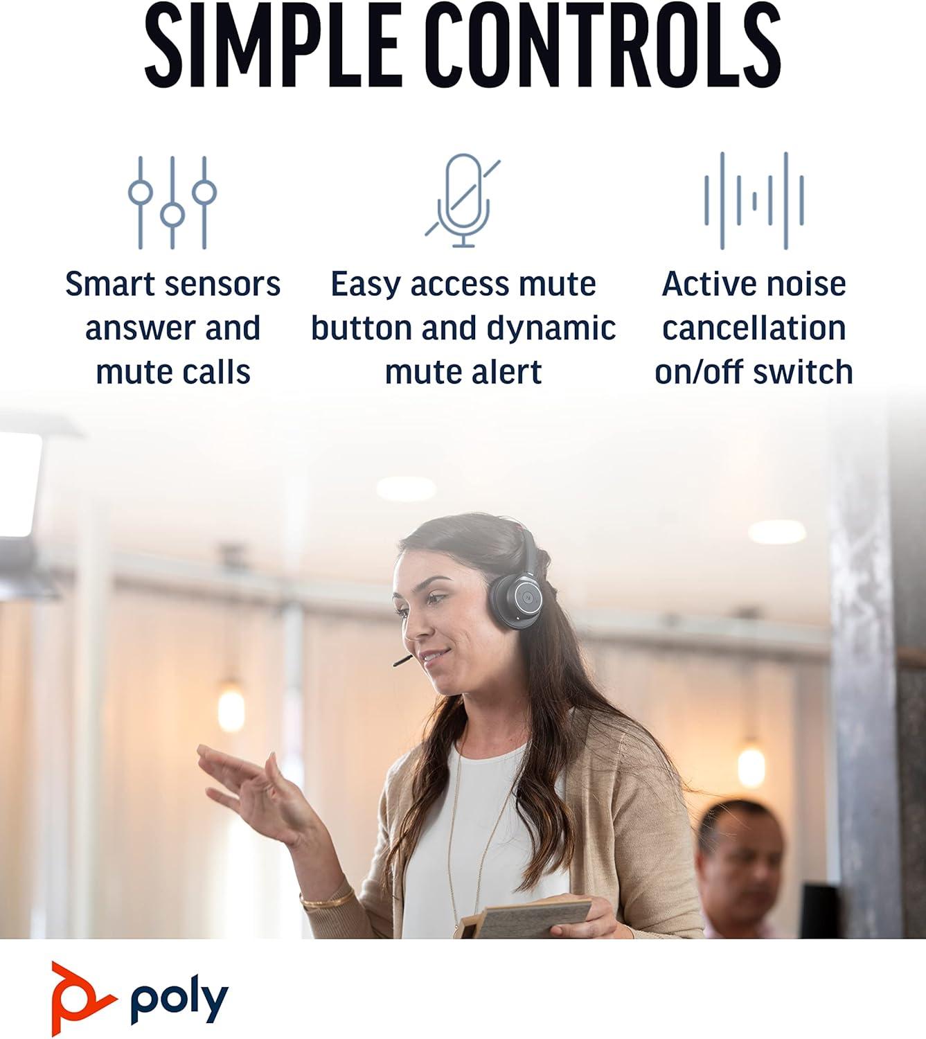 image:imagePoly Voyager Focus UC Wireless Headset for Computer wCharge Stand Plantronics Active Noise Canceling ANC Connect PCMacMobile via Bluetooth Works wMicrosoft Teams Zoom Amazon Exclusive2021 Version USBA Only