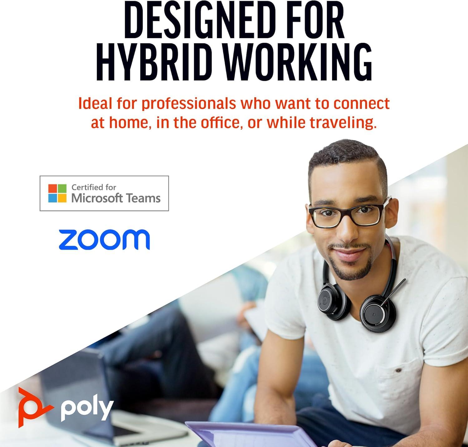 image:imagePoly Voyager Focus UC Wireless Headset for Computer wCharge Stand Plantronics Active Noise Canceling ANC Connect PCMacMobile via Bluetooth Works wMicrosoft Teams Zoom Amazon Exclusive2023 Version USBC USBA
