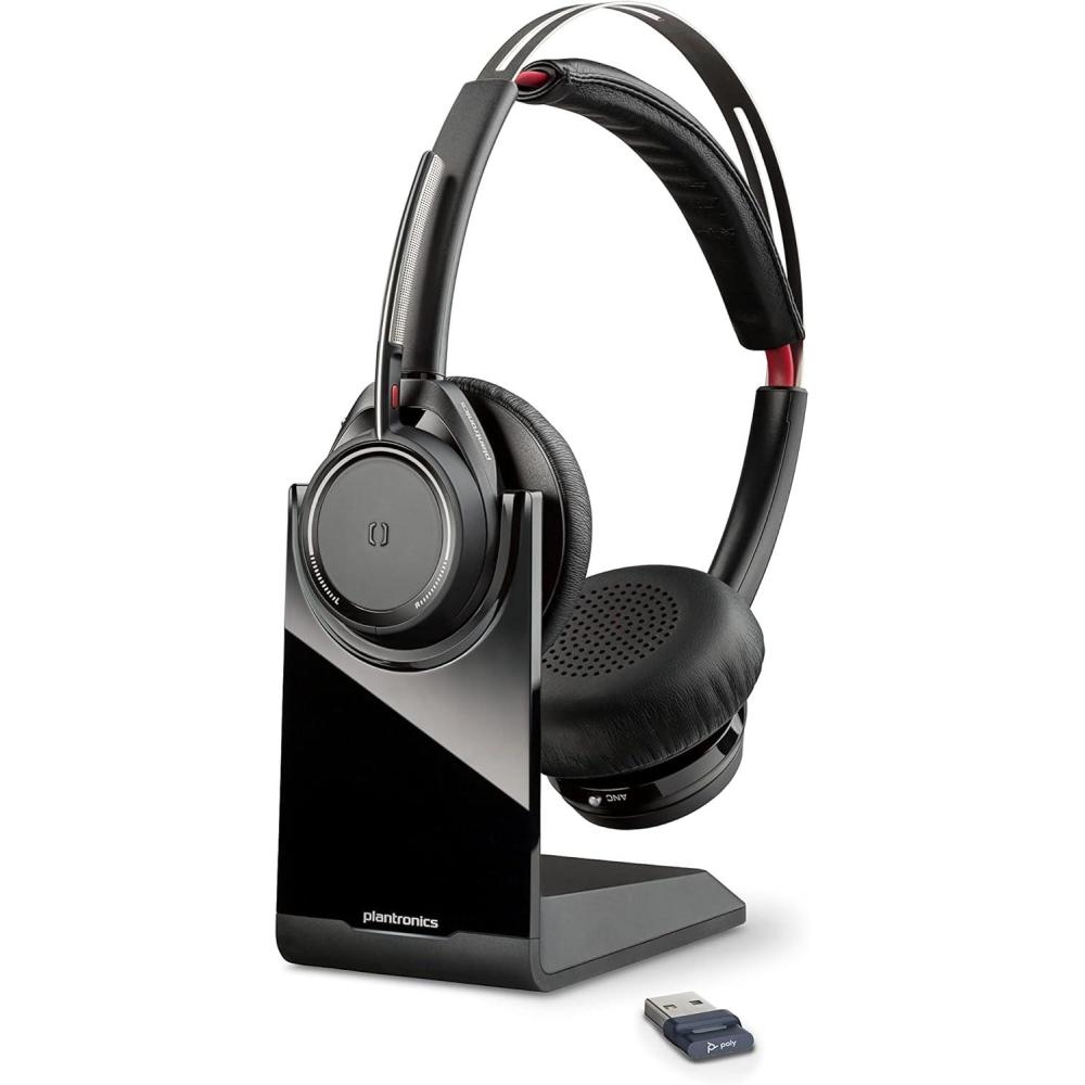 image:imagePoly Voyager Focus UC Wireless Headset for Computer wCharge Stand Plantronics Active Noise Canceling ANC Connect PCMacMobile via Bluetooth Works wMicrosoft Teams Zoom Amazon Exclusive2021 Version USBA Only