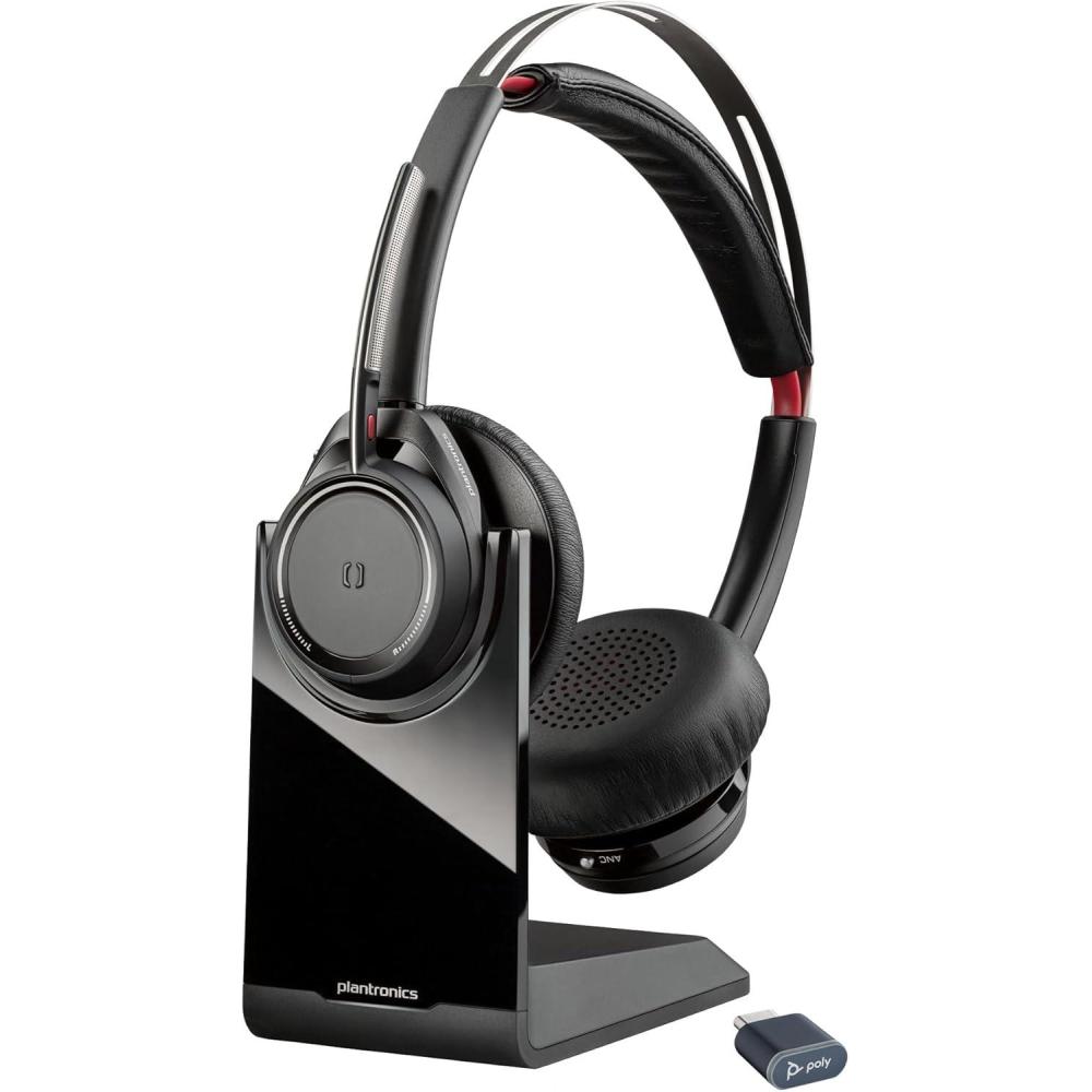 image:imagePoly Voyager Focus UC Wireless Headset for Computer wCharge Stand Plantronics Active Noise Canceling ANC Connect PCMacMobile via Bluetooth Works wMicrosoft Teams Zoom Amazon Exclusive2023 Version USBC USBA
