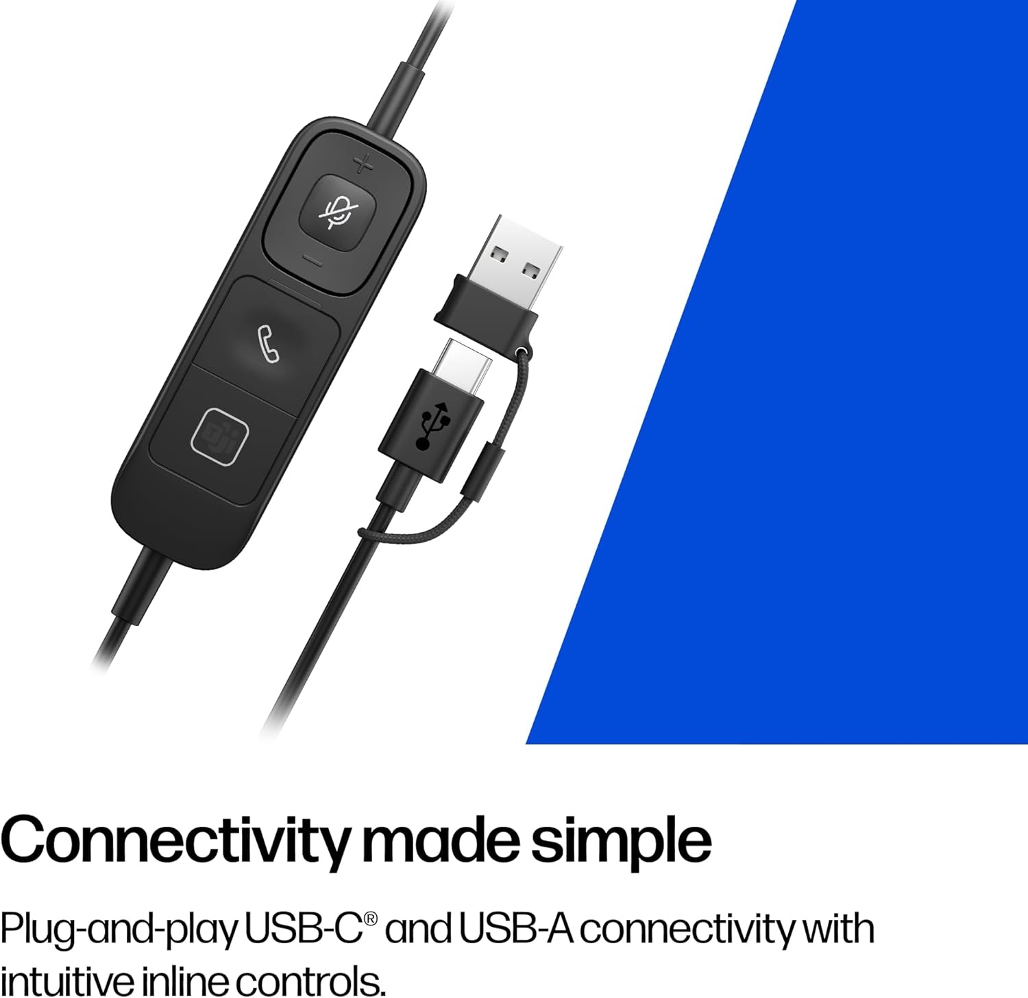 image:imageHP Poly Mission 420 USB Stereo Headset USBC amp USBA PlugandPlay AI NoiseReducing amp Adjustable Boom Mic Inline Controller OverEar Design TCO Certified C01B8AA