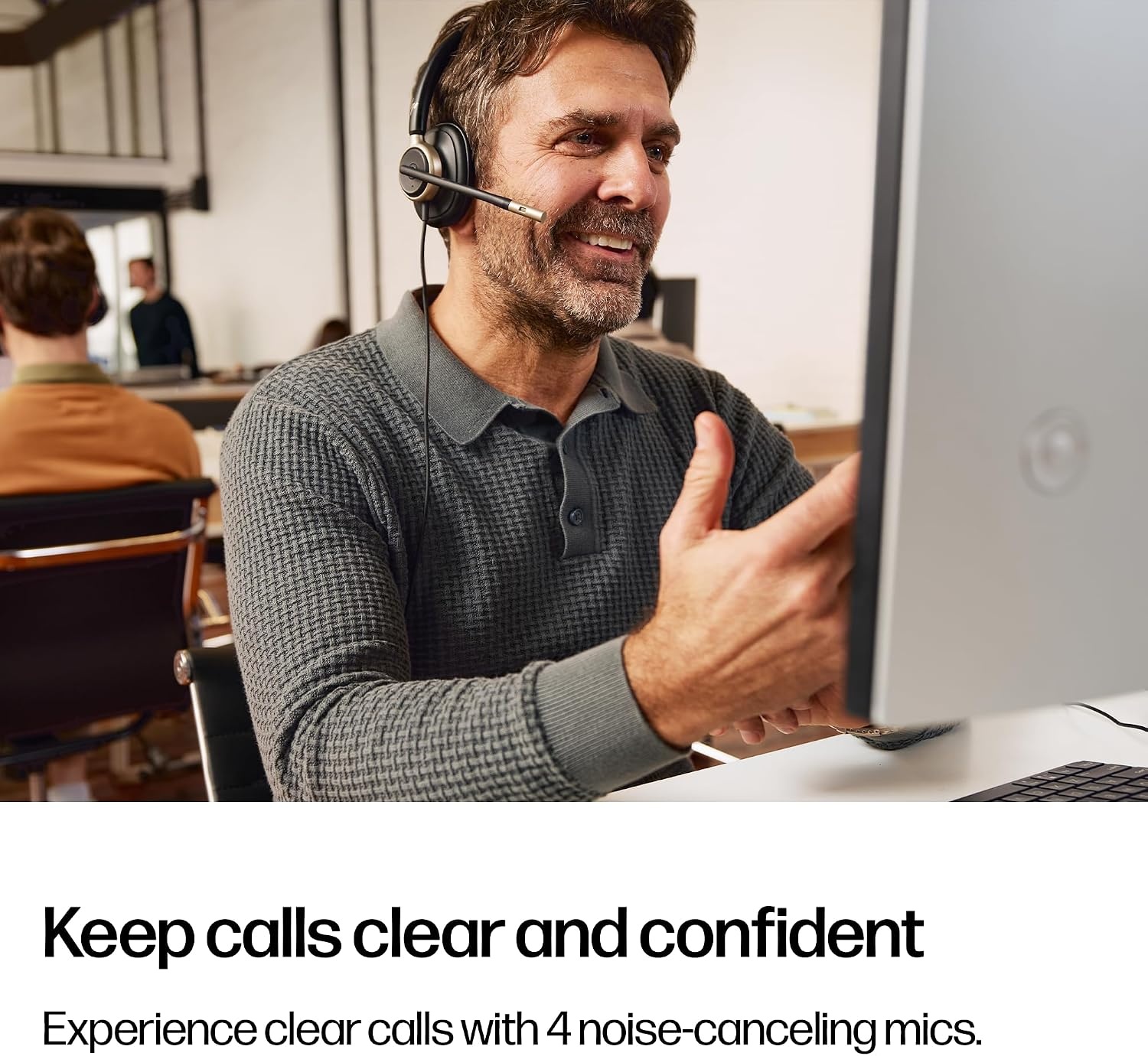 image:imageHP Poly Mission 820 Stereo Headset USBC amp USBA Advanced ANC amp 4Mic AI Noise Reduction Adjustable Boom Mic Inline Controller OverEar Comfort TCOCertified PC Headset