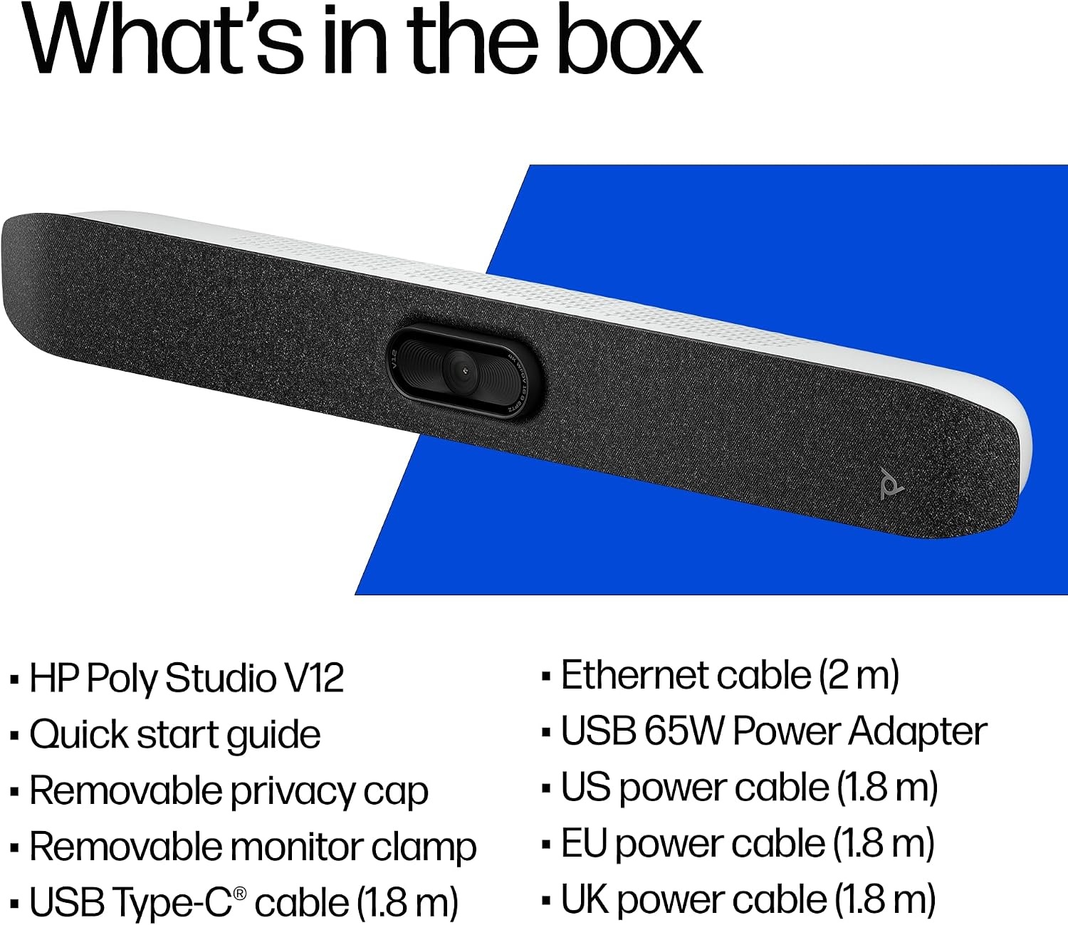 image:imagePoly Studio V12 USB Video Bar for Small Rooms 4K 20MP Camera AIEnhanced Audio Noise Cancellation Poly Lens Management Microsoft Teams Zoom amp Google Meet Compatible Thoughtfully Made