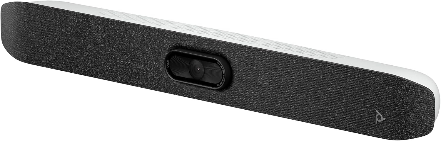 image:imagePoly Studio V12 USB Video Bar for Small Rooms 4K 20MP Camera AIEnhanced Audio Noise Cancellation Poly Lens Management Microsoft Teams Zoom amp Google Meet Compatible Thoughtfully Made