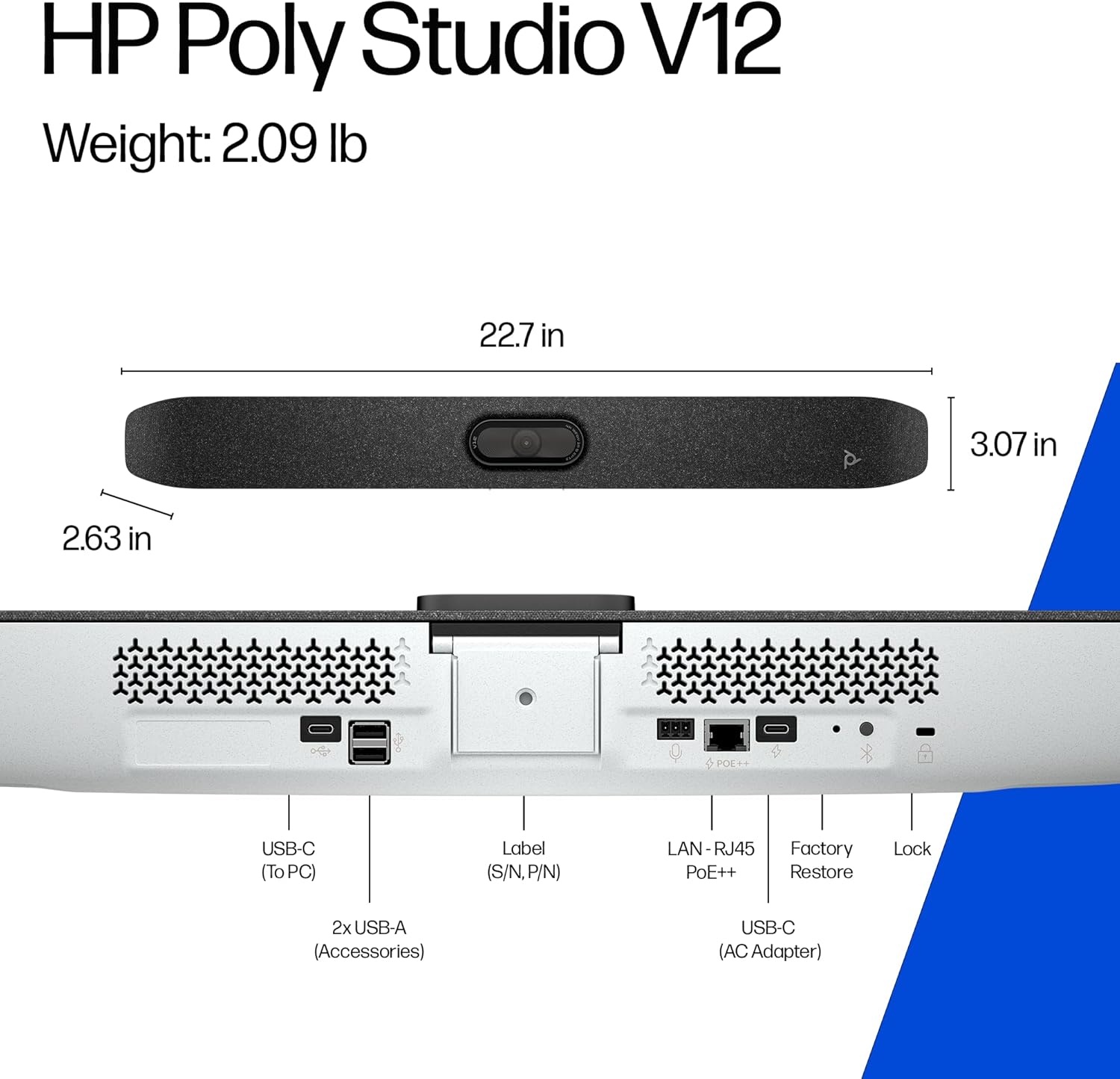 image:imagePoly Studio V12 USB Video Bar for Small Rooms 4K 20MP Camera AIEnhanced Audio Noise Cancellation Poly Lens Management Microsoft Teams Zoom amp Google Meet Compatible Thoughtfully Made