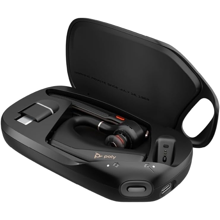 image:imagePoly Voyager Legend 50 Bluetooth Headset Wireless Headset with Mic Four NoiseCanceling Mics AI Noise Block amp WindSmart Technology Connectivity amp Smart Call Controls AllDay ComfortLegend 50 with Charging Case