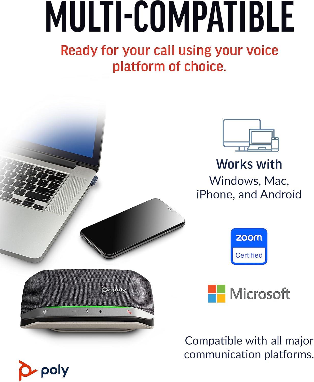 imageHautparleur portable personnel Bluetooth Poly Sync 20 Plantronics Rduction du bruitde lcho Adaptateur Bluetooth USBC Fonctionne avec Teams Zoom PC Mac MobileStandard
