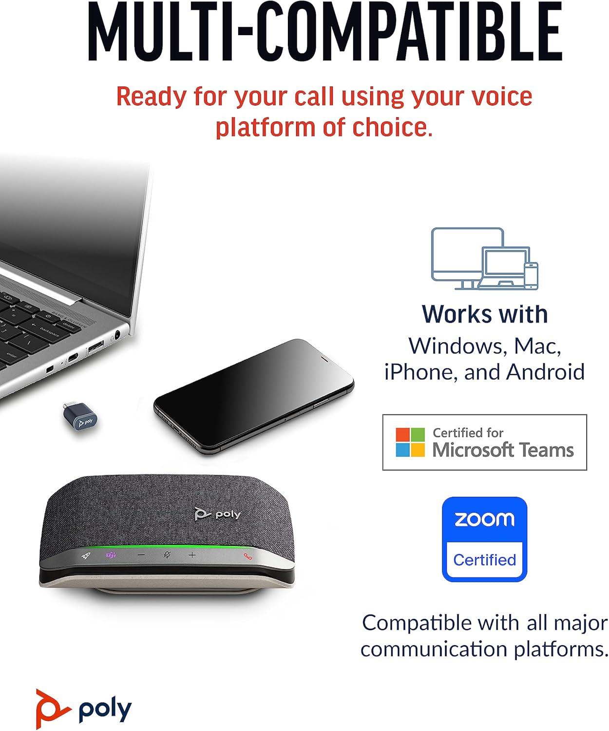 imageHautparleur portable personnel Bluetooth Poly Sync 20 Plantronics Rduction du bruitde lcho Adaptateur Bluetooth USBC Fonctionne avec Teams certifi Zoom PC Mac MobileUSBC USBCA