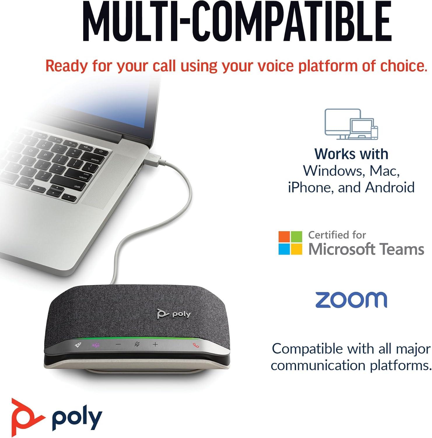 imageHautparleur portable personnel intelligent USBC Poly Sync 20 Plantronics Longue autonomie Rduction du bruitde lcho Fonctionne avec Teams certifi Zoom PC Mac MobileUSBC USBCA