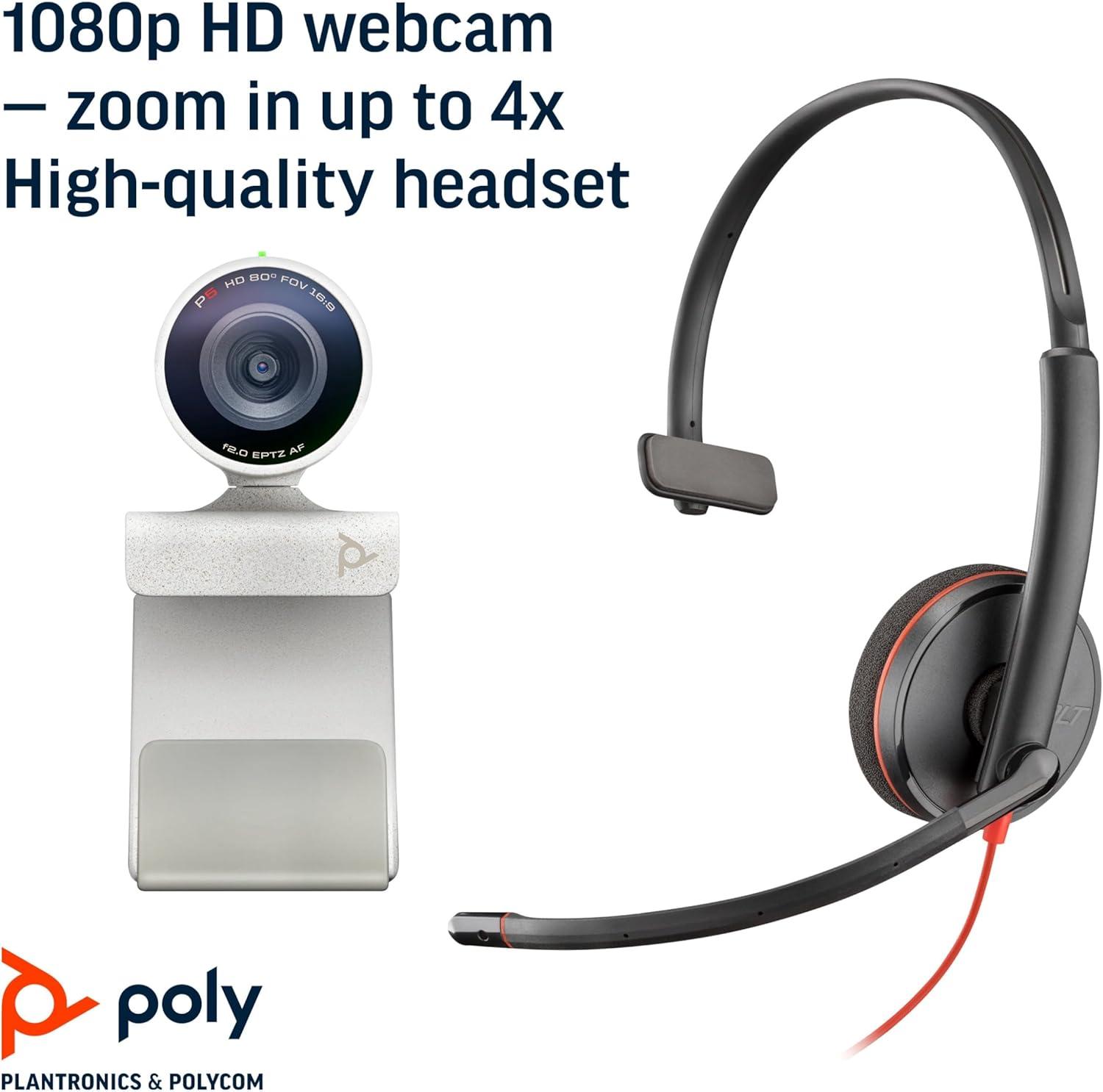 imagePOLY Webcam Studio P5 ampamp Blackwire 3210 USBA 1 couteurWebcam Headset