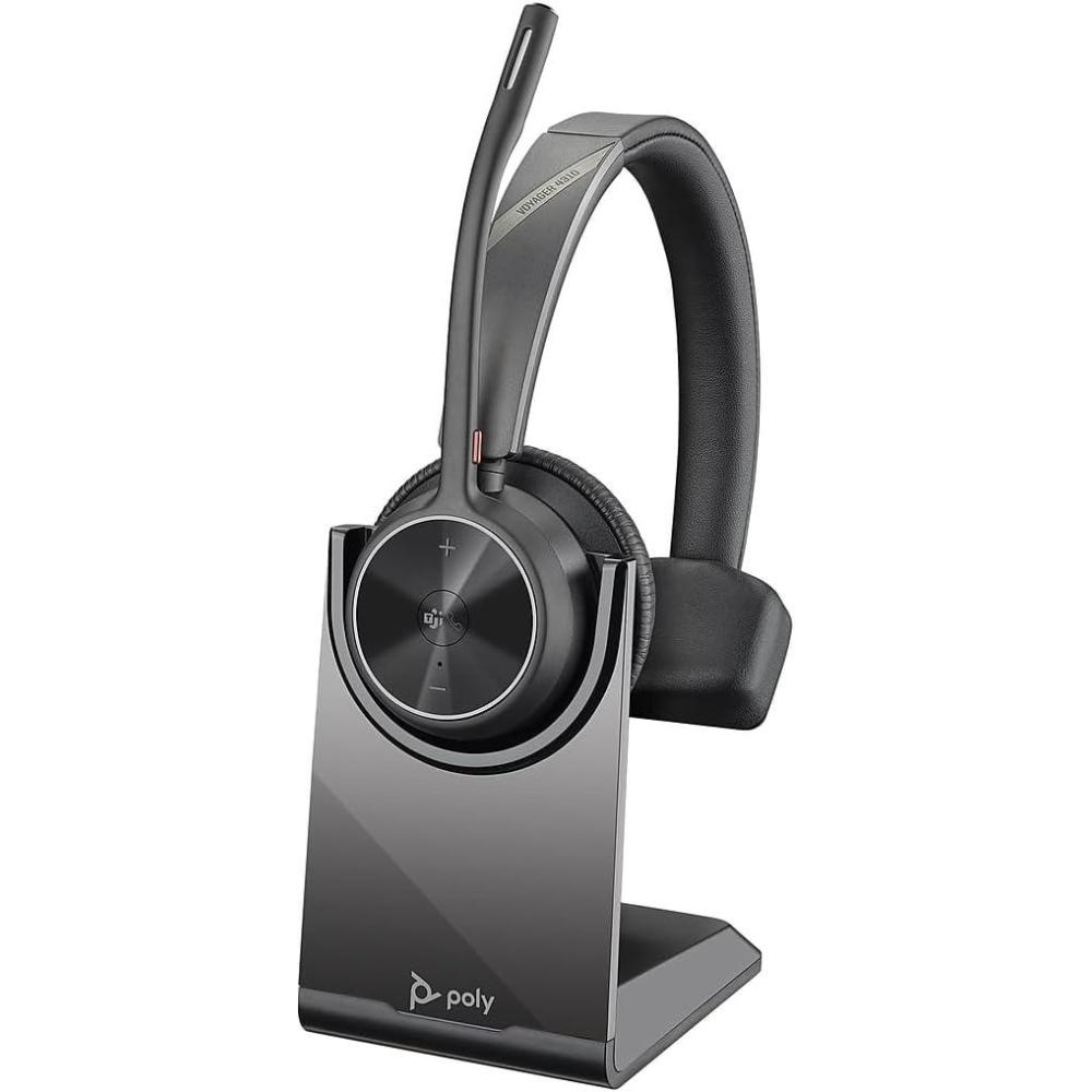 imageMicrocasque sans fil Poly Voyager 4310 UC et socle de chargement Microcasque Bluetooth monaural avec perche de microphone antibruit Connexion un PCMacTlphone portable Teams certifiUSBC