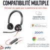 Micro-casque filaire Poly Blackwire 3320 – Perche de microphone flexible – Stéréo hi-fi – Connexion à un PC/Mac via USB-C ou USB-A – Certifié pour Microsoft Teams(USB-C + USB-C/A)