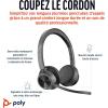 Micro-casque sans fil Poly Voyager 4320 UC – Micro-casques binauraux avec perche microphone antibruit – Connexion à un PC/Mac/Téléphone portable via Bluetooth – Fonctionne avec Teams, Zoom(USB-C + USB-C/A)