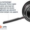 Micro-casque sans fil Poly Voyager Focus 2 UC avec microphone (Plantronics) – Annulation active du bruit (ANC) – Connexion à un PC/Mac/Téléphone portable via Bluetooth – Fonctionne avec Teams, Zoom(USB-A)