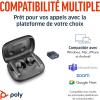 Écouteurs sans fil Poly Voyager Free 60 UC (Plantronics) – Microphones antibruit – Fonction d&rsquo;annulation active du bruit (ANC) – Étui de chargement portable – Compatible avec iPhone, Android, PC/Mac(USB-C + USB-C/A)