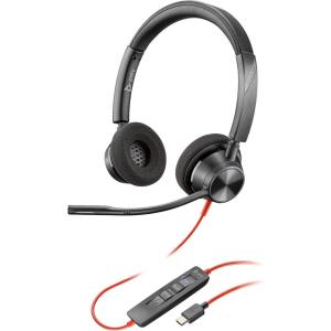 Micro-casque filaire Poly Blackwire 3320 – Perche de microphone flexible – Stéréo hi-fi – Connexion à un PC/Mac via USB-C ou USB-A – Certifié pour Microsoft Teams(USB-C + USB-C/A)