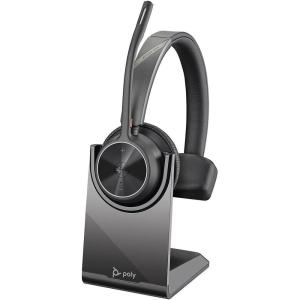 Micro-casque sans fil Poly Voyager 4310 UC et socle de chargement – Micro-casque Bluetooth monaural avec perche de microphone antibruit – Connexion à un PC/Mac/Téléphone portable – Teams (certifié)(2021 Version (USB-A))