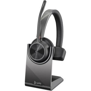 Micro-casque sans fil Poly Voyager 4310 UC et socle de chargement – Micro-casque Bluetooth monaural avec perche de microphone antibruit – Connexion à un PC/Mac/Téléphone portable – Teams (certifié)(USB-C)