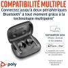 Écouteurs sans fil Poly Voyager Free 60 Poly (Plantronics) – Microphones antibruit – Fonction d&rsquo;annulation active du bruit (ANC) – Étui de chargement portable – Compatible avec iPhone, Android