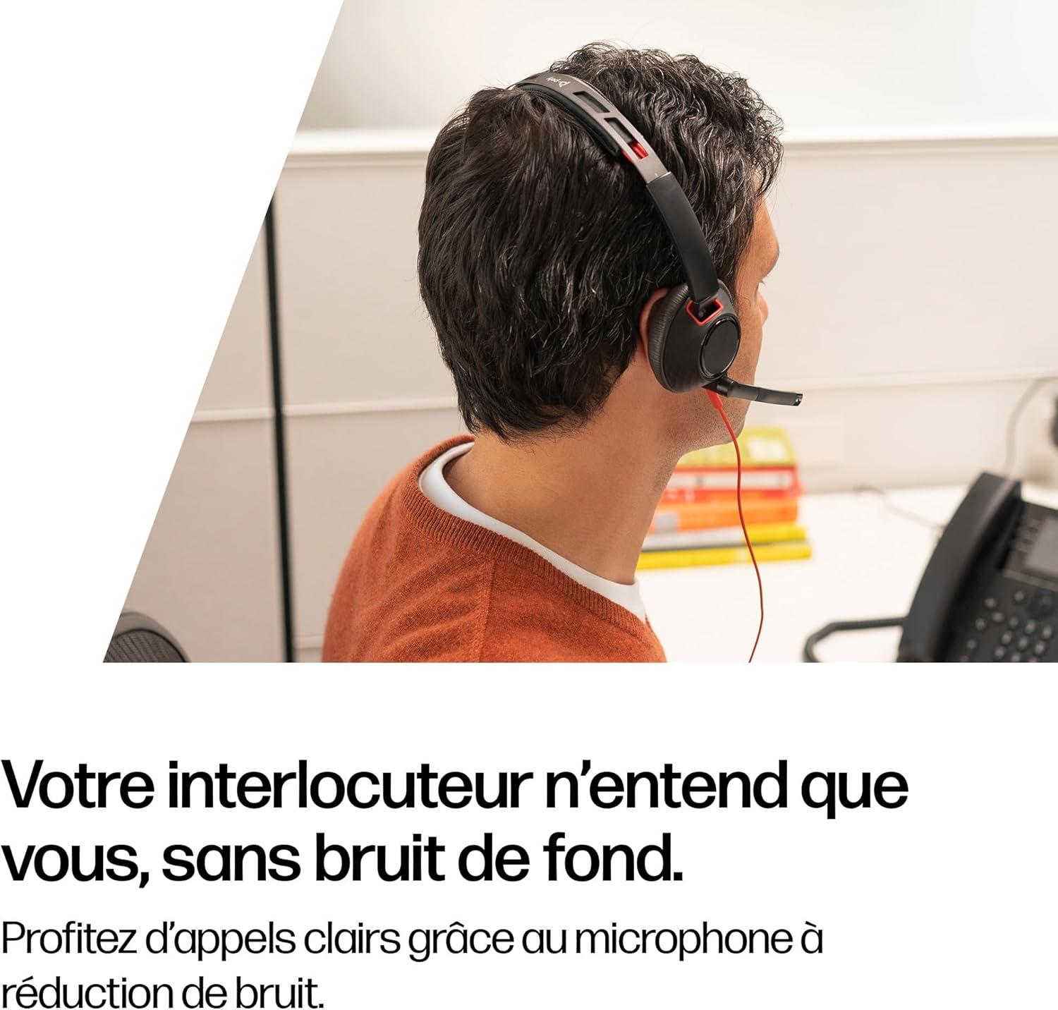 imageMicrocasque filaire Poly Blackwire 5220 Perche microphone antibruit flexible Conception ergonomique Connexion un PCMac tlphone portable via USBC USBA ou prise Jack 35 mmUSBC USBCA