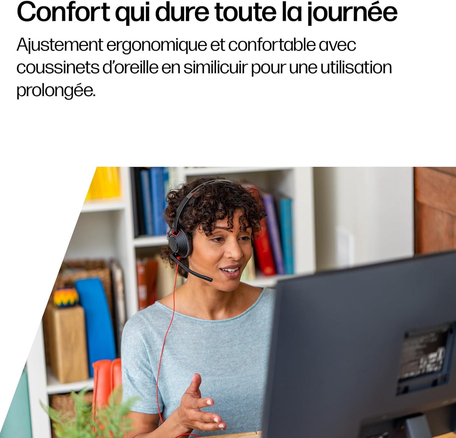 imageMicrocasque filaire Poly Blackwire 5220 Perche microphone antibruit flexible Conception ergonomique Connexion un PCMac tlphone portable via USBC USBA ou prise Jack 35 mmUSBC USBCA