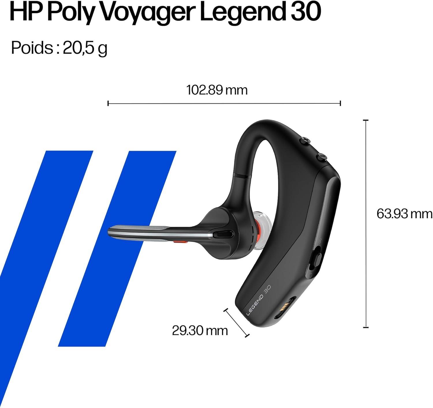 imagePOLY Voyager Legend 30 Casque Customer Special 1 Bluetooth monaural ConnectezVous Votre PC Mac Tablette ou tlphone Portable Annulation du Bruit Noir
