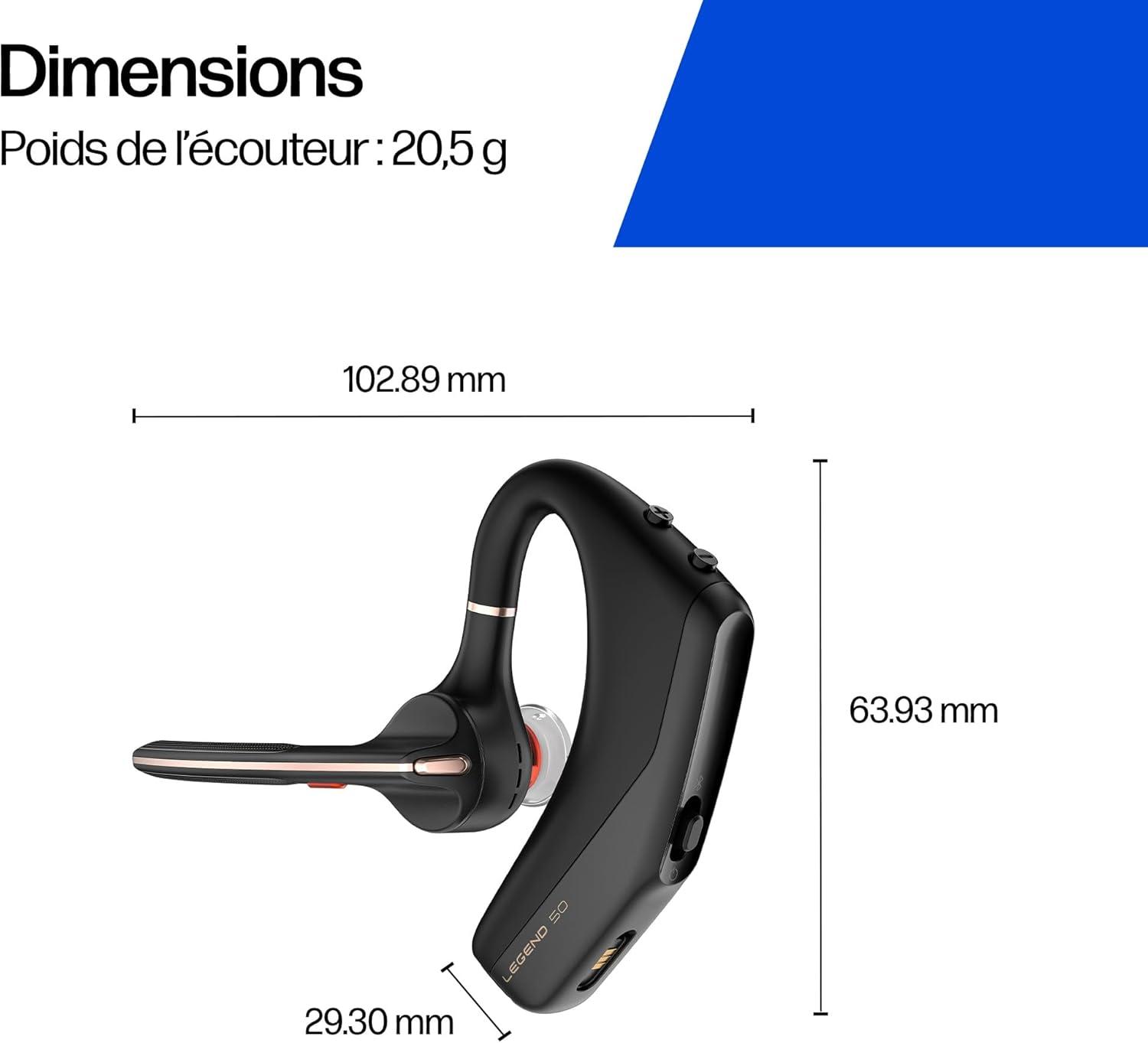 imagePOLY Voyager Legend 50 Casque Customer Special 1 Casque Bluetooth Simple avec Micro antibruit Design Ergonomique Commandes vocales Lger Connexion au MobileTablette Via Bluetooth Noir2025